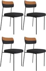 Kit 4 Cadeiras Estofadas Milli Corano/Linho A14 Caramelo/Grafite - Mpo