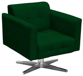 Kit 01 Namoradeira e 01 Poltrona Giratória Elisa Suede Base Estrela Cromada D'Rossi - Verde