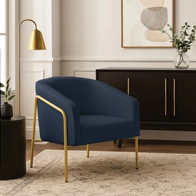 Poltrona Sala Industrial Alta Dourado Stella Suede D03 - D'Rossi - Azul