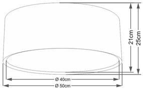 Plafon Duplo Cilíndrico Md-3036 Cúpula em Tecido 50x25cm Algodão Crú - Bivolt