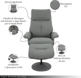 Kit 4 Poltronas de Massagem Arizona Giratória com Apoio de Pés e Reclinável Fendi G56 - Gran Belo