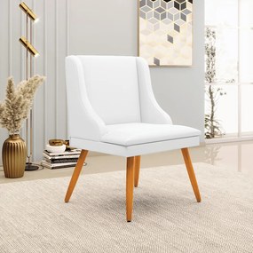 Kit 08 Cadeiras de Jantar Liz Corino Pes Palito Castanho D03 - D'Rossi - Branco