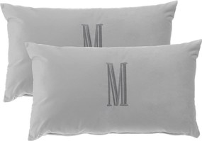 Jogo de 2 Almofadas Monograma Delicata Bordado Ramos - Granito  Granito