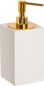 Porta Sabonete Líquido Resina - Off White Fosco - Gold  Off White Fosco - Gold