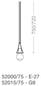 Pendente Jazz Single Rígido Haste Fixa 75Cm Ø11X75Cm 1Xe27 - Usina 520... (AO-F - Azul Oceano Fosco)