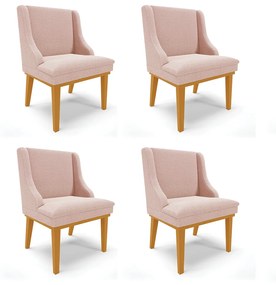 Cadeira Sala de Jantar Base Madeira Castanho Kit 4 Liz Bouclê D03 - D'Rossi - Verde