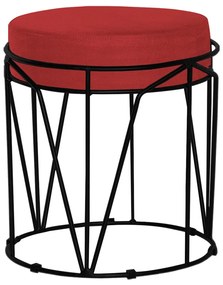 Puff Decorativo Sala de Estar Base Preto Chloe Suede Vermelho G41 - Gran Belo