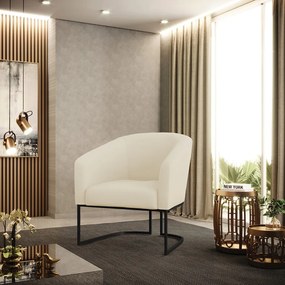 Poltrona Decorativa Industrial Preto Stella Cotelê Ext/Veludo D03 - D'Rossi - Off White