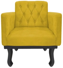 Poltrona Classic Pés Luís XV Suede Amarelo - ADJ Decor