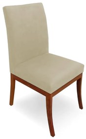 Cadeira Raquel para Sala de Jantar Base de Eucalipto Suede Bege
