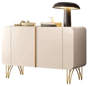 Buffet Decorativo Sala de Estar Bambino MDP/MDF Pés em Aço Off White G26 - Gran Belo