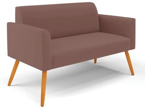 Sofá Namoradeira com Poltrona Pés Palito Castanho Marisa Veludo D03 - D'Rossi - Rose