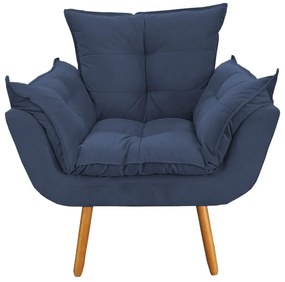 Poltrona Decorativa Opala Pés Palito Suede Azul - Sheep Estofados - Azul escuro
