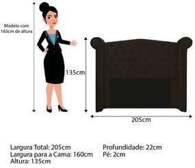 Kit Cabeceira e Calçadeira Veneza 160 cm Queen Size Corano Marrom - ADJ Decor