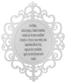Placa Decorativa Ave Maria Arabesco MDF 25x20 cm Branco - D'Rossi