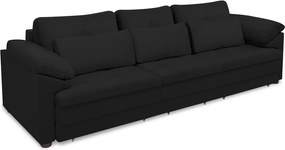 Sofá Retrátil Elétrico Sala de Estar Nolan Bipartido 332cm Conforto Premium em Couro Preto G58 - Gran Belo