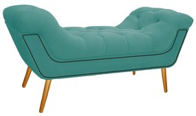 Kit Cabeceira e Calçadeira Veneza 100 cm Solteiro Suede Azul Tiffany - ADJ Decor