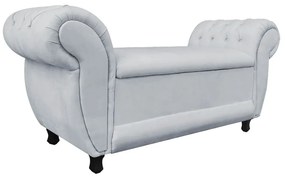 Recamier com Baú Grécia Namoradeira Calçadeira Suede - D'Rossi - Cinza