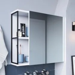Armário de Banheiro Espelheira Com 1 Porta Click Branco Z54 - Mpozenat