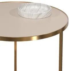 Mesa de Centro Redonda Baixa Pé Metal Thor Off/Dourado E05  - Mpozenat
