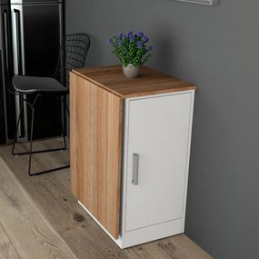 Bancada Gourmet Balcão Para Cozinha 1 Porta 3 Prateleiras Branco/Castanho