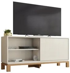 Rack Bancada Para TV 45 Pol 136cm Lucca Off White/Freijó C01 - Mpozena