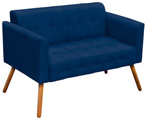 Poltrona Namoradeira Decorativa Pés Palito Karen Suede Azul Marinho G19 - Gran Belo