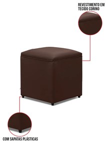 Puff Decorativo Quadrado para Sala Lígia Sintético E03 - D'Rossi - Marrom