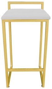 Banqueta Alta Lavínia Suede Cinza Base Dourado D'Rossi