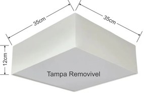 Plafon Quadrado Vivare Md-3001 Cúpula em Tecido 35x35x12cm - Bivolt - Para 3 Lâmpadas Bulbo 12w Não Inclusa