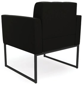 Kit 1 Sofá Namoradeira e 2 Poltronas Elisa Suede Preto Base Metálica Industrial Preto - D'Rossi