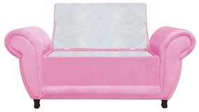 Recamier com Baú Itália Namoradeira Calçadeira Suede Rosa Bebê - D'Rossi