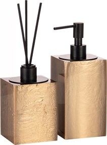 Conjunto Banheiro Duo Quadrado Resina Champagne - Black Matte