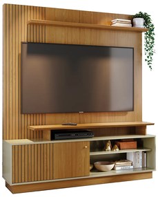 Estante de TV 65 Pol 160cm Sala de Estar Quirel M20 - D'Rossi - Cumaru e Opala