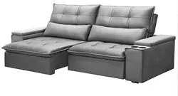 Sofá Retrátil Reclinável 3 Lugares 210cm Moritz F05 Veludo Prata - Mpo