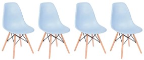 Conjunto 4 Cadeiras Eiffel com Base em Madeira Azul - Conjunto 4 Cadeiras Eiffel com Base em Madeira – Azul