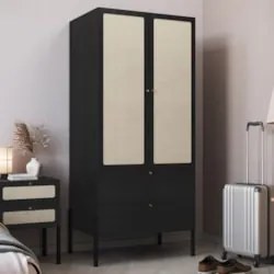 Guarda Roupa Solteiro 80cm Com 2 Portas Arlo Nero Preto A10 - Mpozenat