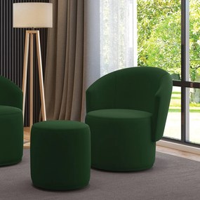Poltrona e Puff Redondo Orgânico para Sala Malu Suede M11 - D'Rossi - Verde