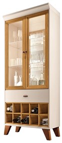 Cristaleira Adega Sala de Jantar Yves H01 - D'Rossi - Off White e Cinamomo