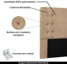 Cabeceira Decorativa 1,40M Kors Suede Bege G63 - Gran Belo