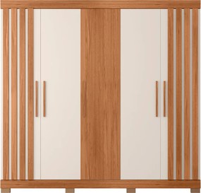 Guarda Roupa Alana Casal com 5 Portas de bater 2 Gavetas MDP Freijo/OffWhite G11- Gran Belo