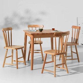 Conjunto Mesa Mia 80x80cm com 4 Cadeiras Mia – Natural