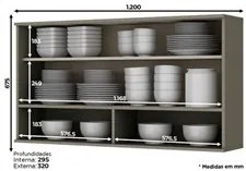 Armário Aéreo 120cm 1 Porta Basculante 100% MDF Connect Duna/Cristal -