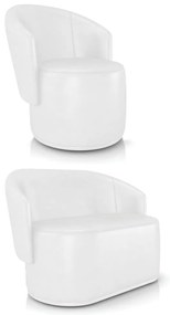 Sofá Namoradeira e Poltrona Orgânica para Sala Malu Sintético PU M11 - D'Rossi - Branco