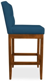 Kit 2 Banquetas Valencia Base de Madeira Maciça Veludo Azul Marinho