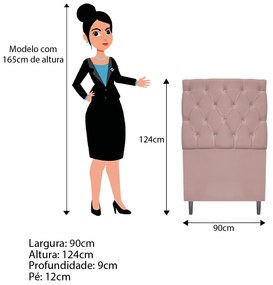 Cabeceira Estofada Liverpool 90 cm Solteiro Suede Rosê - ADJ Decor