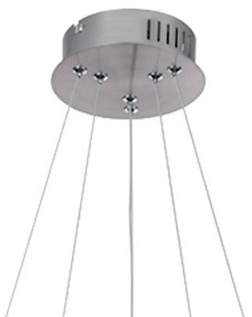 Pendente Oca Aros Duplo Ø80X4Cm / Ø60X4Cm Led 74W 3000K Bivolt | Bella... (Nickel)