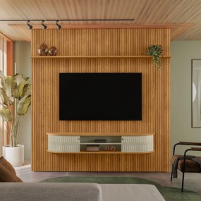 Painel TV 75 Pol 238cm Kalven e Bancada Suspensa Aurenzo Cumaru/Opala M20 - D'Rossi