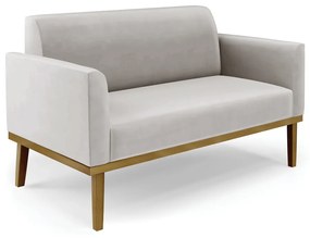 Poltrona Namoradeira Decorativa Isabella Pés Fixo em Madeira Castanho Veludo Cinza G19 - Gran Belo
