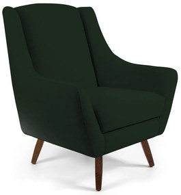 Poltrona Decorativa Sala de Estar Pés de Madeira Naomi Veludo Verde Musgo G15 - Gran Belo
